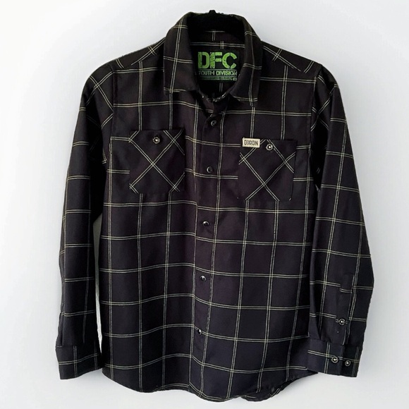 Dixxon Youth Division Gridlock Flannel Button Up Long Sleeve Shirt Size Medium - Picture 1 of 14